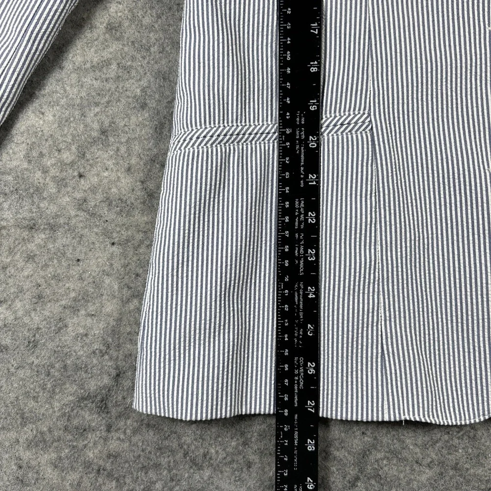 Vtg Liz Claiborne Sport‎ Seersucker Blazer Women's 8 Blue White Striped Nautical